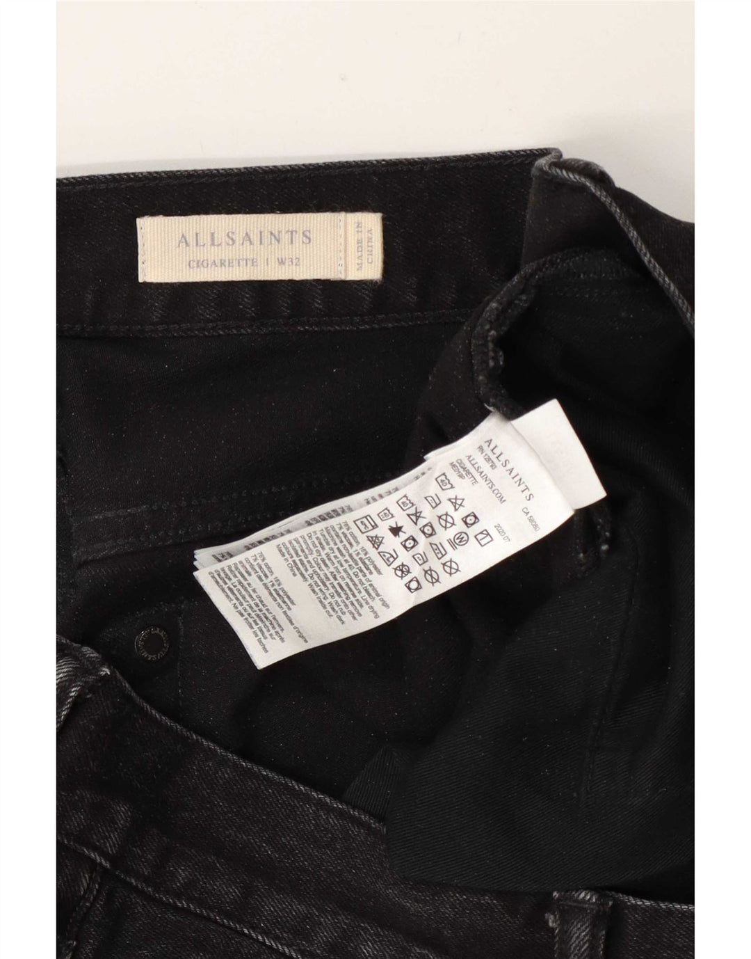 All Saints Herren Cigarette Slim Jeans W32 L32 Graue Baumwolle