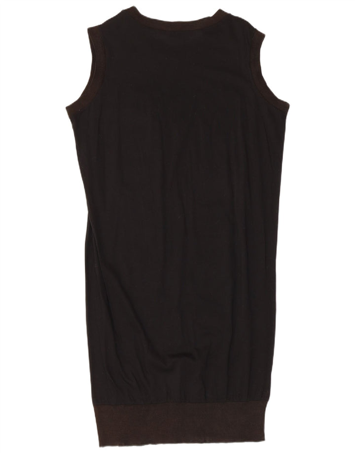 VINTAGE Damen Ärmelloses, grafisches Blasenkleid UK 14 Medium Schwarz