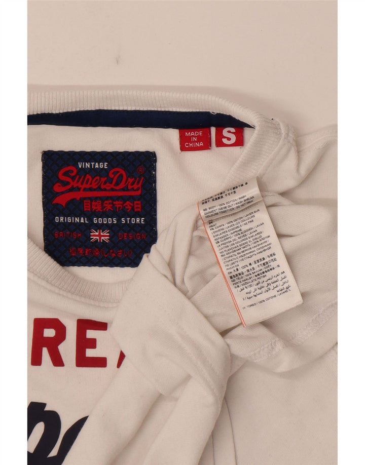 Superdry Herren-T-Shirt mit Grafik, Größe S, weiße Baumwolle