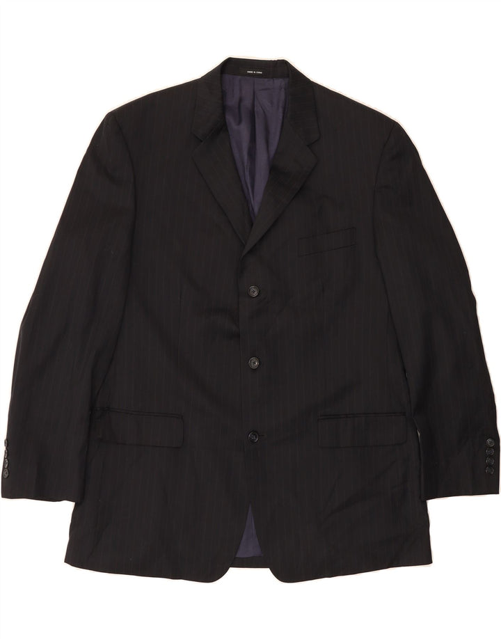CALVIN KLEIN Mens 3 Button Blazer Jacket UK 44 2XL Navy Blue Pinstripe Vintage Calvin Klein and Second-Hand Calvin Klein from Messina Hembry 