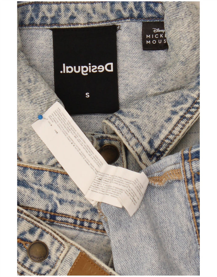 Desigual Damen-Jeansjacke mit Mickey-Mouse-Grafik, Gr. 10, Größe S, Blau, Baumwolle