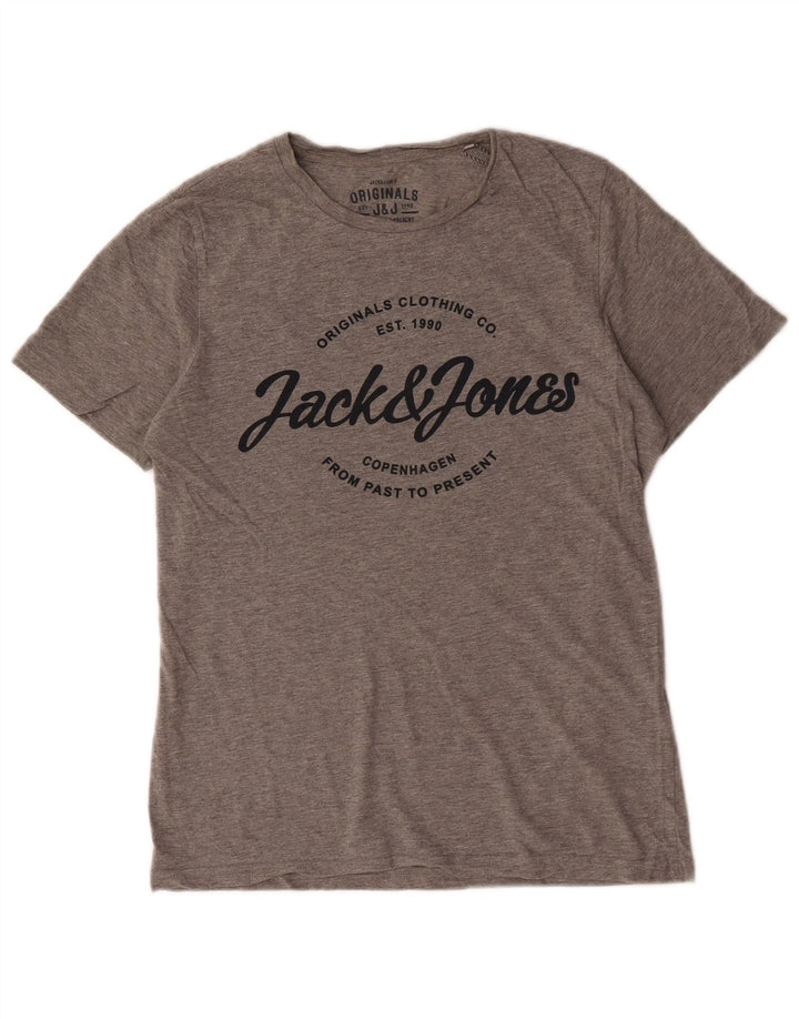Jack & Jones Herren-T-Shirt mit Grafik, mittelgraue Baumwolle
