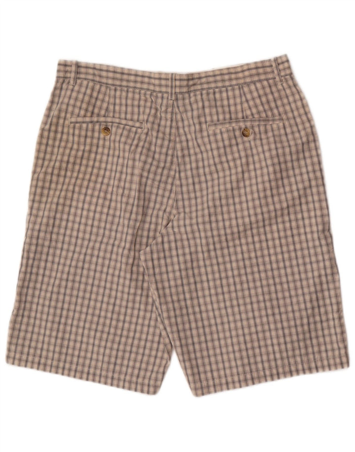 Marks & Spencer Herren-Chinoshorts W34, große beige karierte Baumwolle