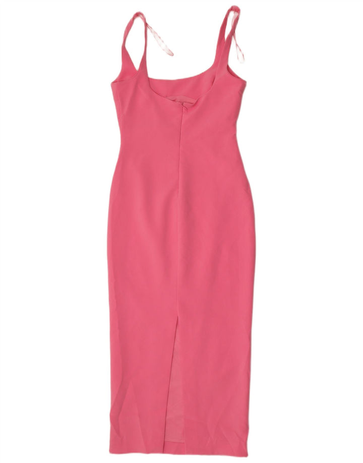 Zara Damen Ärmelloses, figurbetontes Kleid UK 12 Mittelrosa Polyester