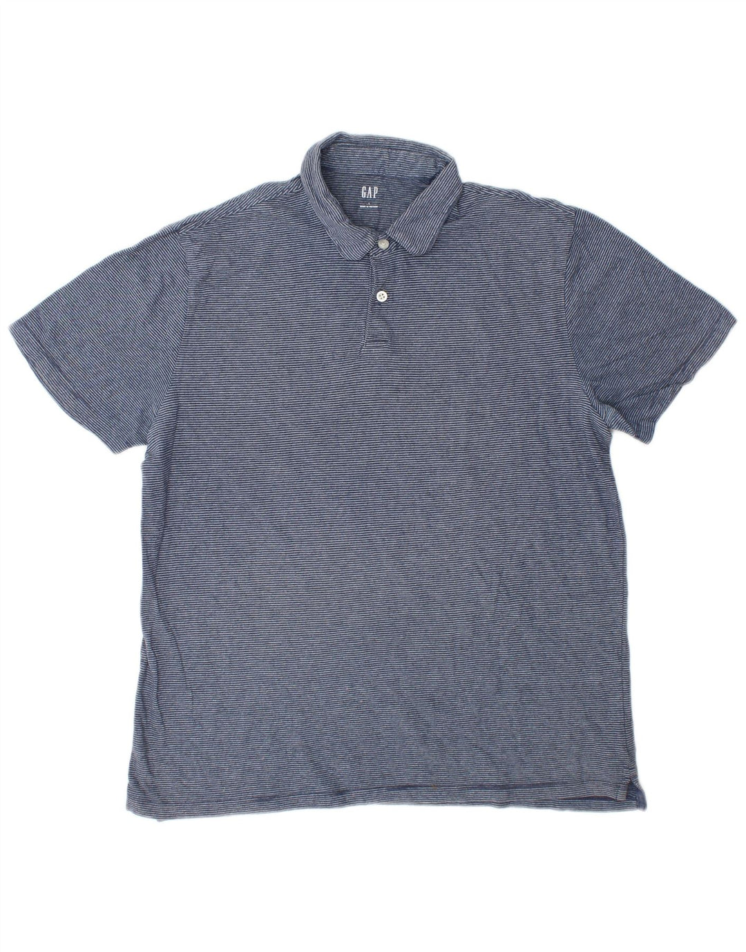 Gap Herren-Poloshirt, groß, blau gestreift, Baumwolle