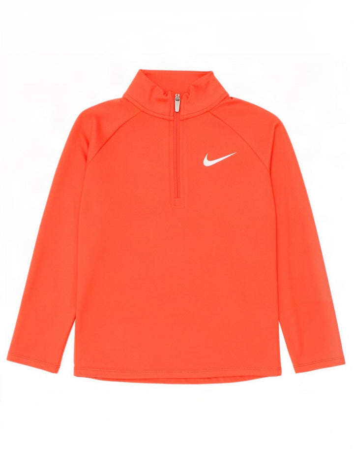 Nike Dri Fit Pullover-Trainingsoberteil für Mädchen mit Reißverschluss, 6–7 Jahre, Größe L, Orange