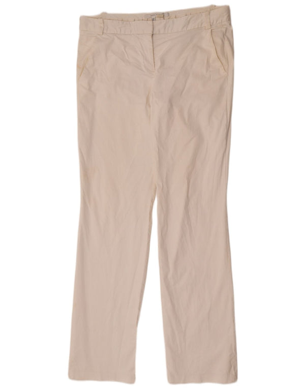 Zara Damen Bootcut Chino Hose EU 44 XL W34 L35 Weiße Baumwolle