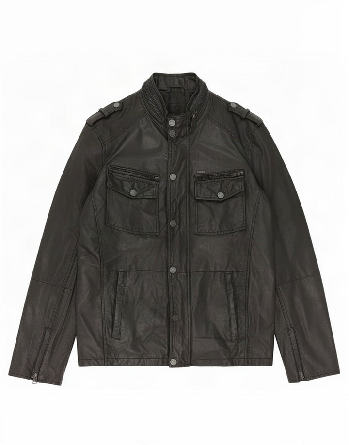 Aviatrix Herren Militärlederjacke UK 38 Medium Schwarz