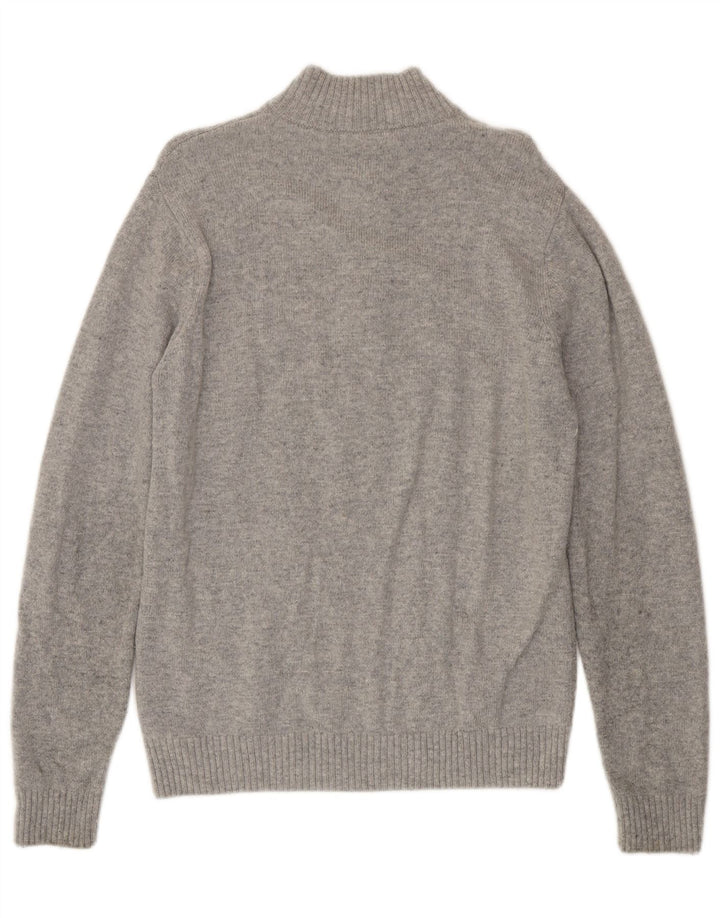Crew Clothing Herren-Pullover mit Reißverschluss am Hals, große graue Lammwolle