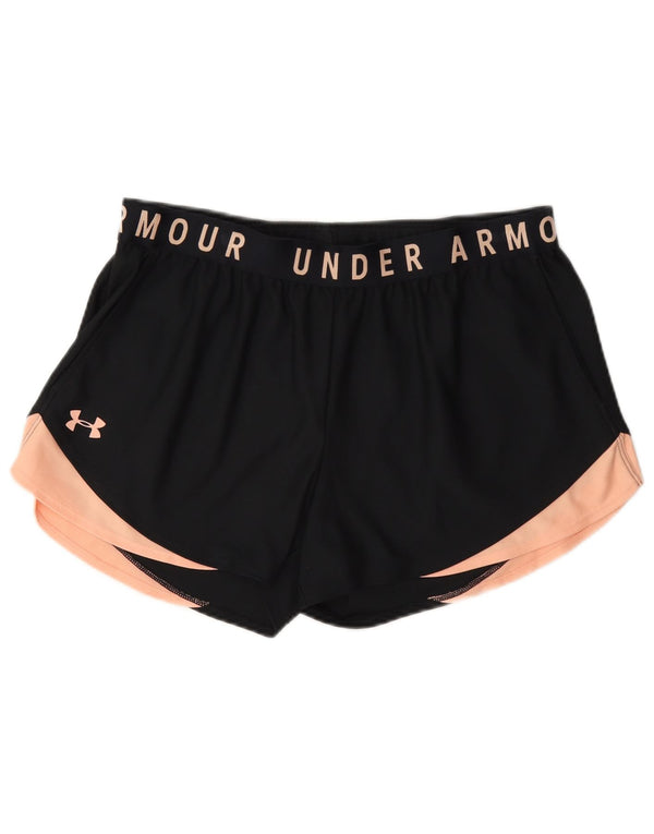 Under Armour Damen Heat Gear Graphic Sport Shorts UK 16 Large Schwarz