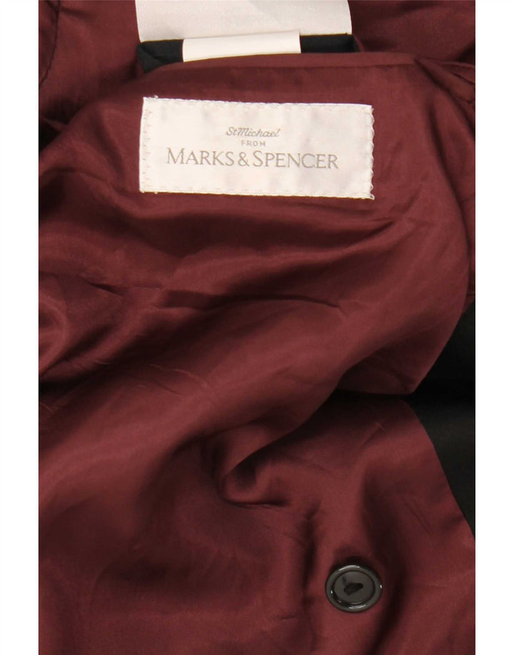 Marks & Spencer Herren Zweireihiger Blazer Jacke UK 44 XL Schwarz Polyester