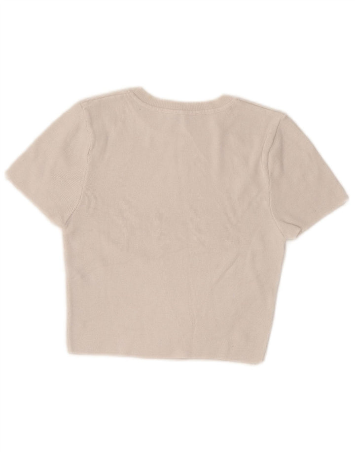 Zara Damen Crop Top UK 12 Mittelweiße Viskose