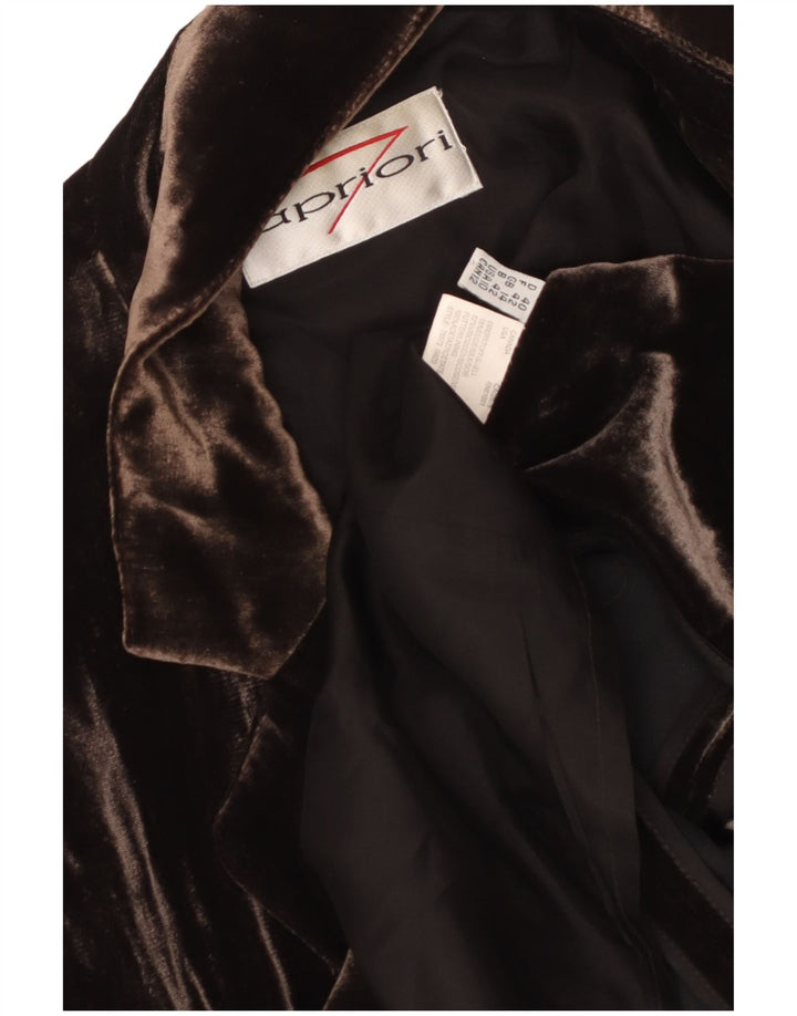 APRIORI Damen-Blazerjacke mit 3 Knöpfen, UK 14, große braune Seide
