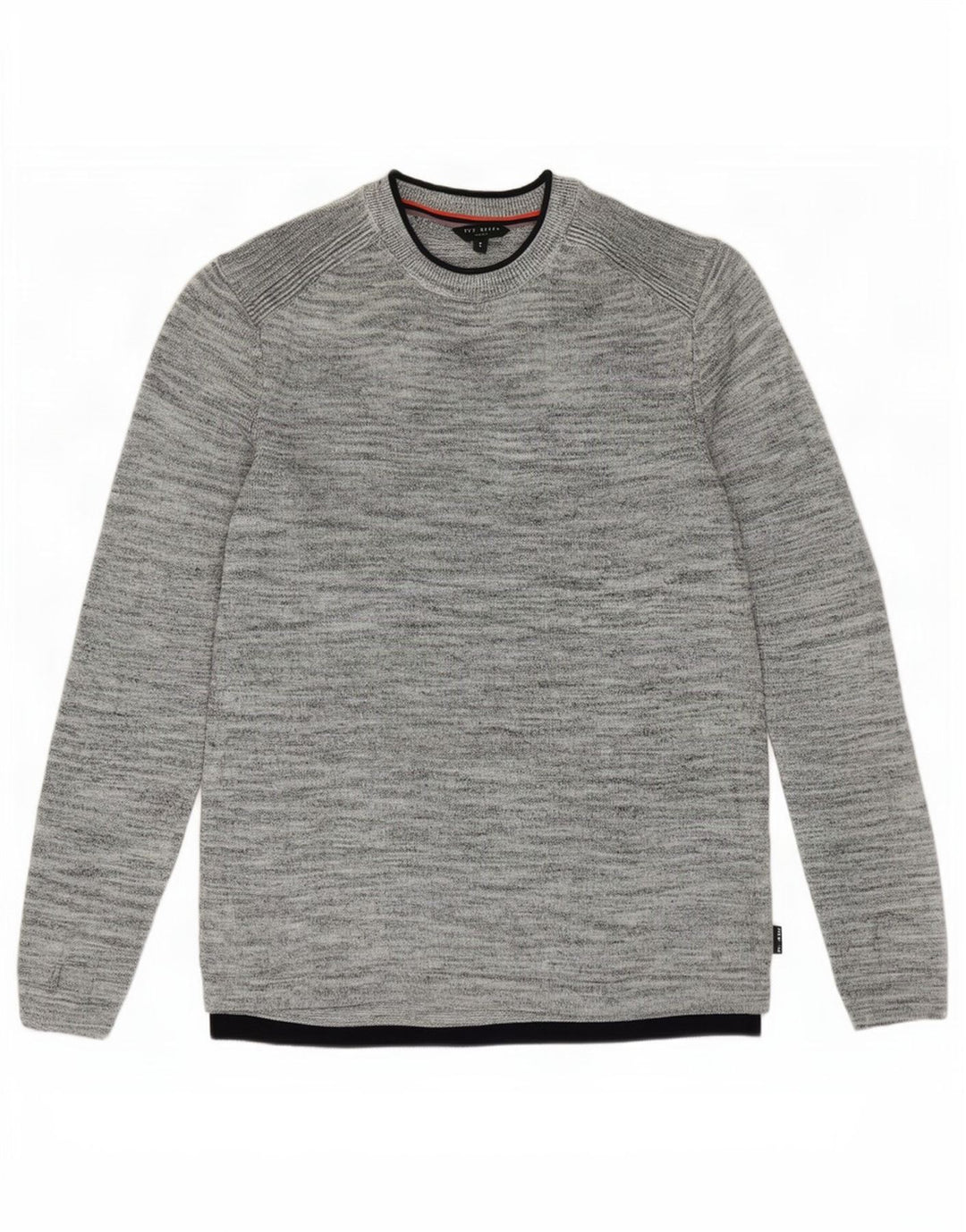 Ted Baker Herren-Pullover mit Rundhalsausschnitt, Größe 3, mittelgrau meliertes Leinen