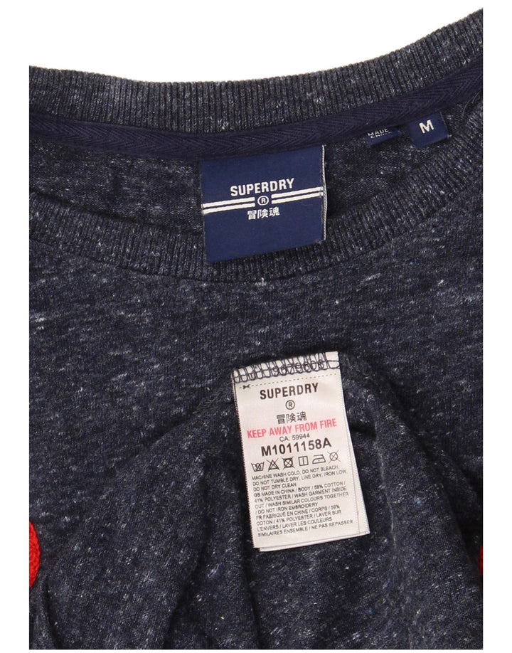 SUPERDRY Grafisches T-Shirt-Oberteil für Herren aus mittelblau gesprenkelter Baumwolle