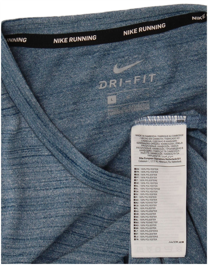 Nike Herren Dri Fit T-Shirt-Oberteil, großes, blau meliertes Polyester