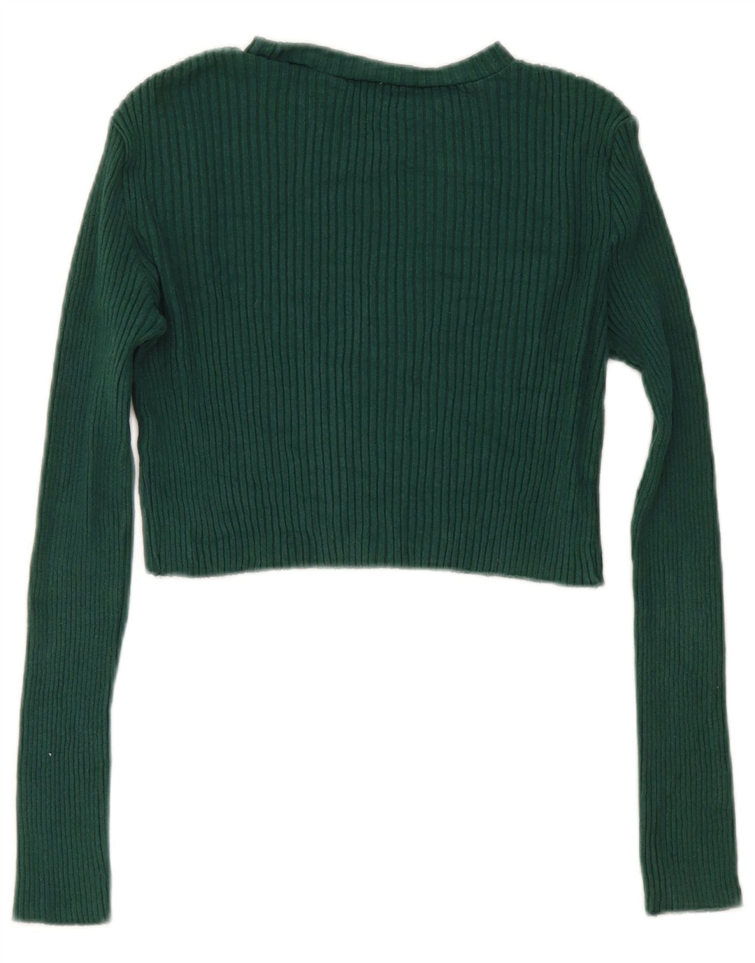 Zara Damen Crop Top Langarm UK 14 Large Grün