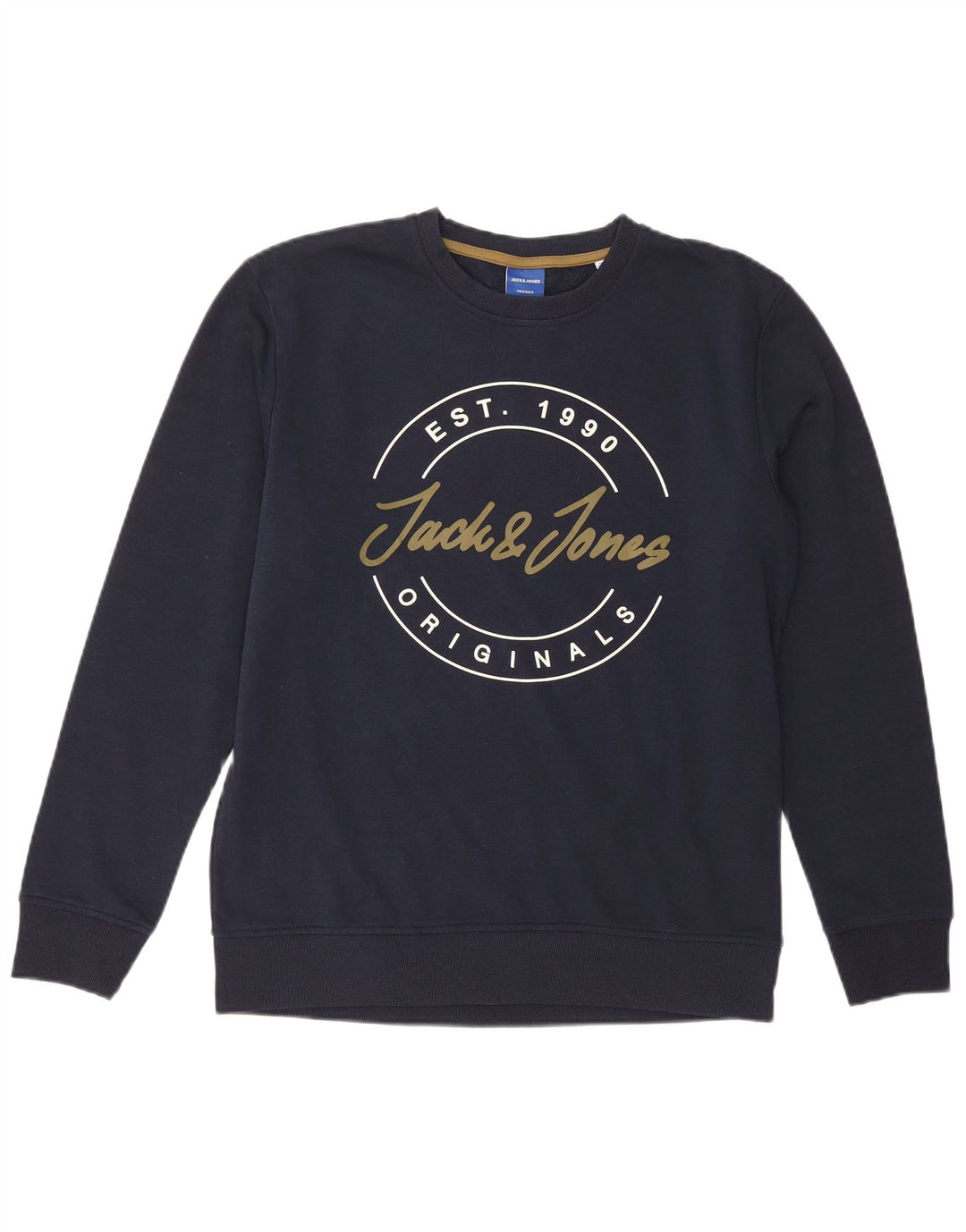 JACK & JONES Mens Graphic Sweatshirt Jumper Large Navy Blue