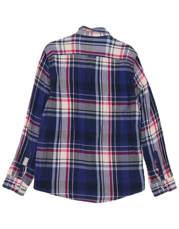 Crew Clothing Herren-Flanellhemd mit maßgeschneiderter Passform, XL, blau kariert, Baumwolle