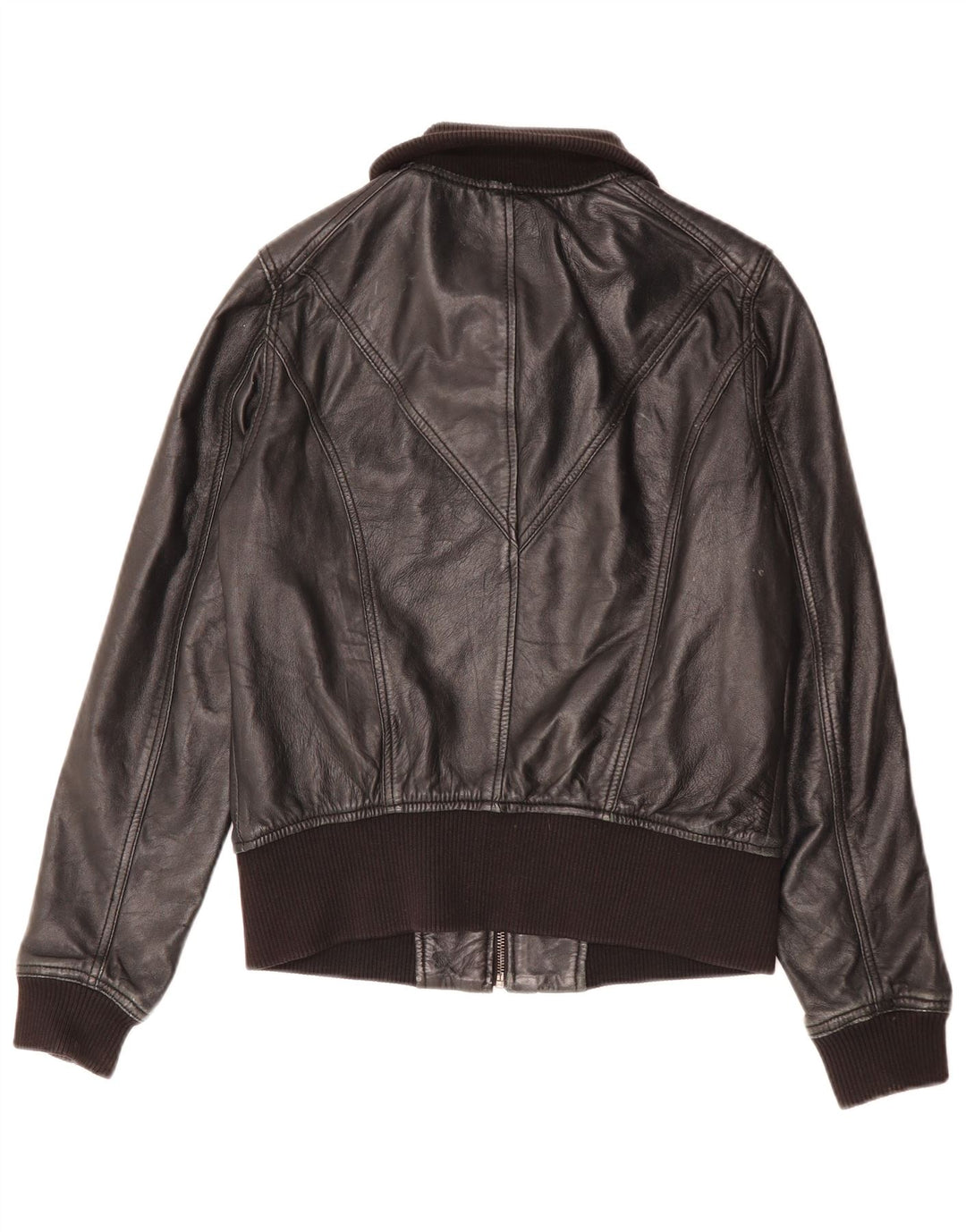 Pull & Bear Damen Lederjacke UK 14 Großes schwarzes Leder