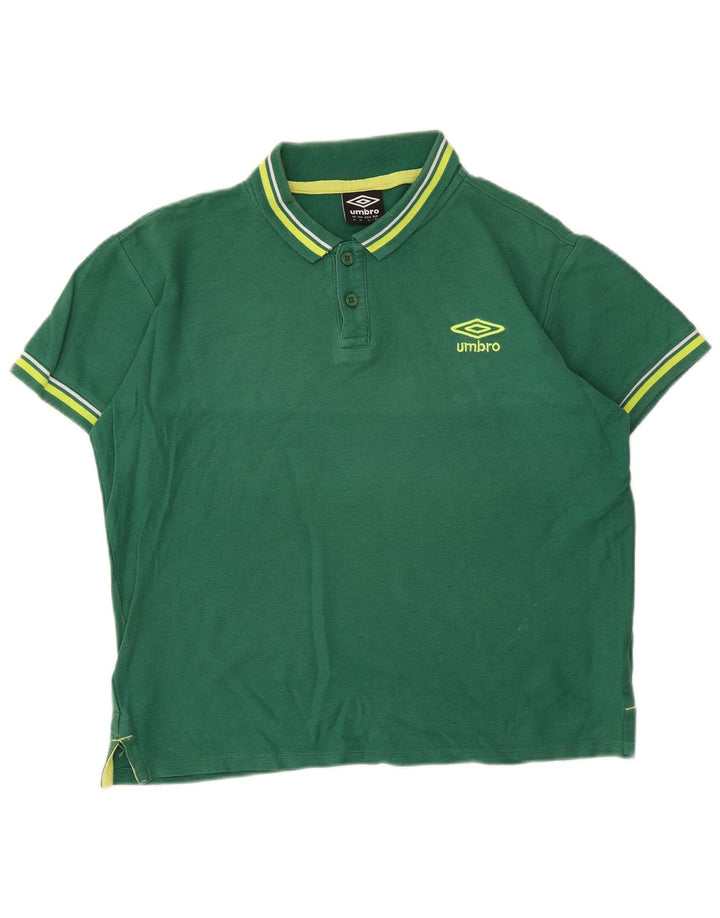 Umbro Herren-Poloshirt aus mittelgrüner, gestreifter Baumwolle