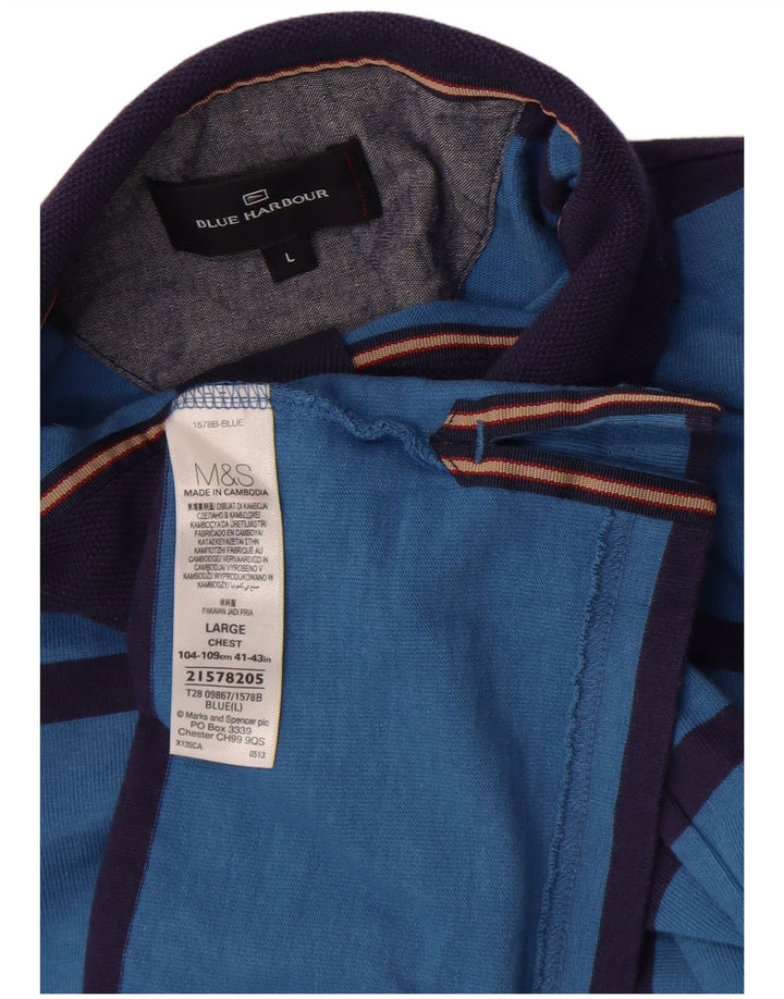 Marks & Spencer Herren-Sweatshirt „Blue Harbor“, groß, blau gestreift