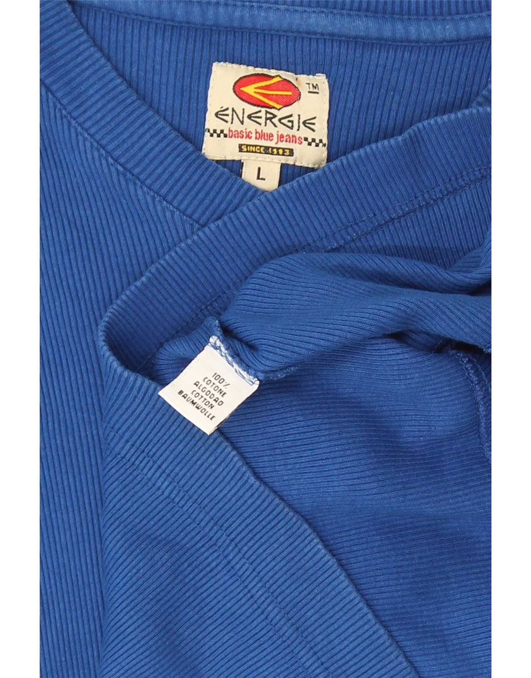 Energie Damen T-Shirt Top Large Blau Baumwolle