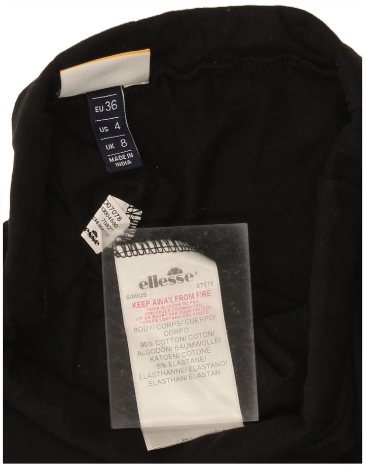 ELLESSE Grafik-Leggings für Damen, UK 8, Smal, Schwarz, Colourblock-Baumwolle