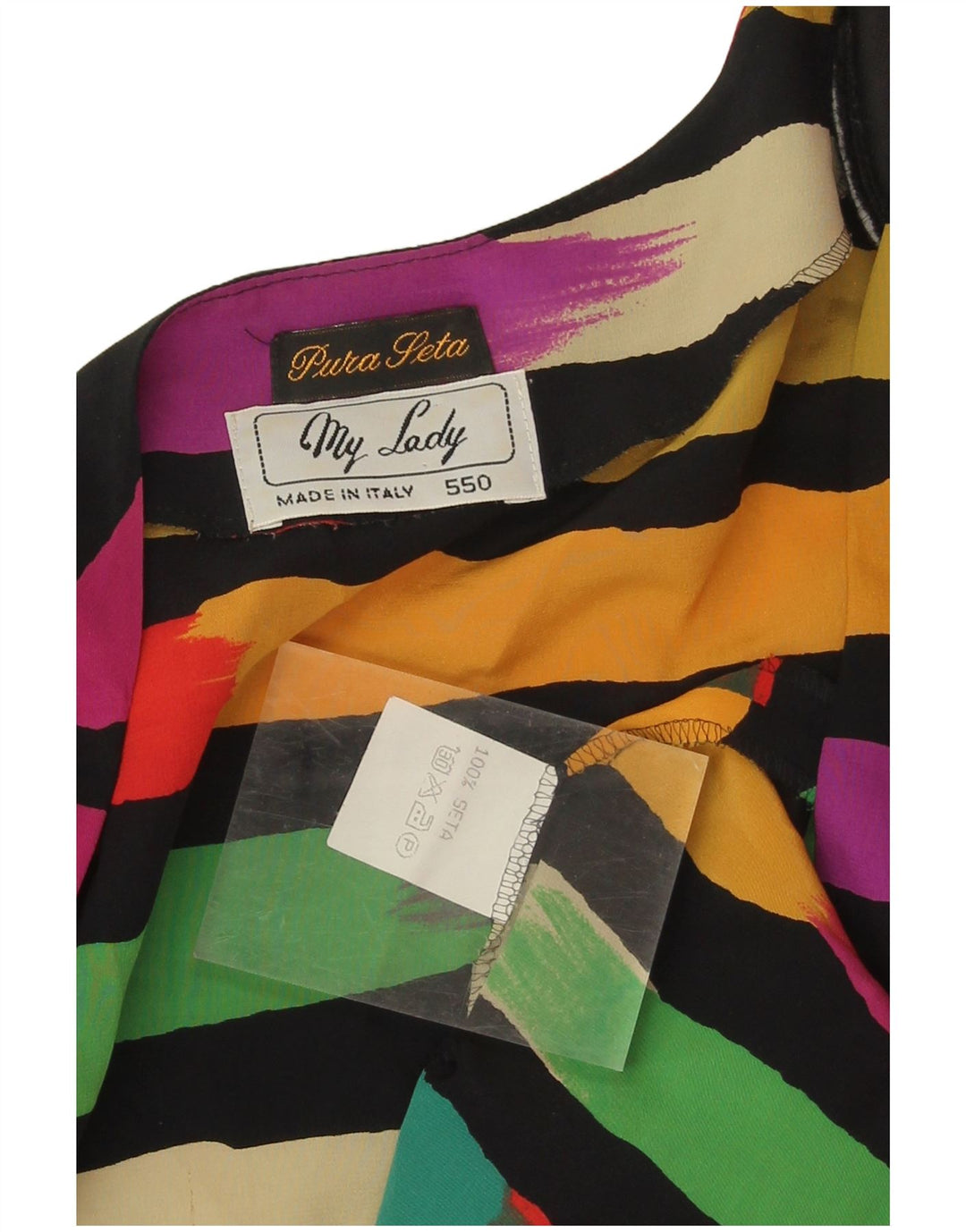 Vintage Damen Kurzarm-Hemdbluse UK 20 2XL Bunt gestreift