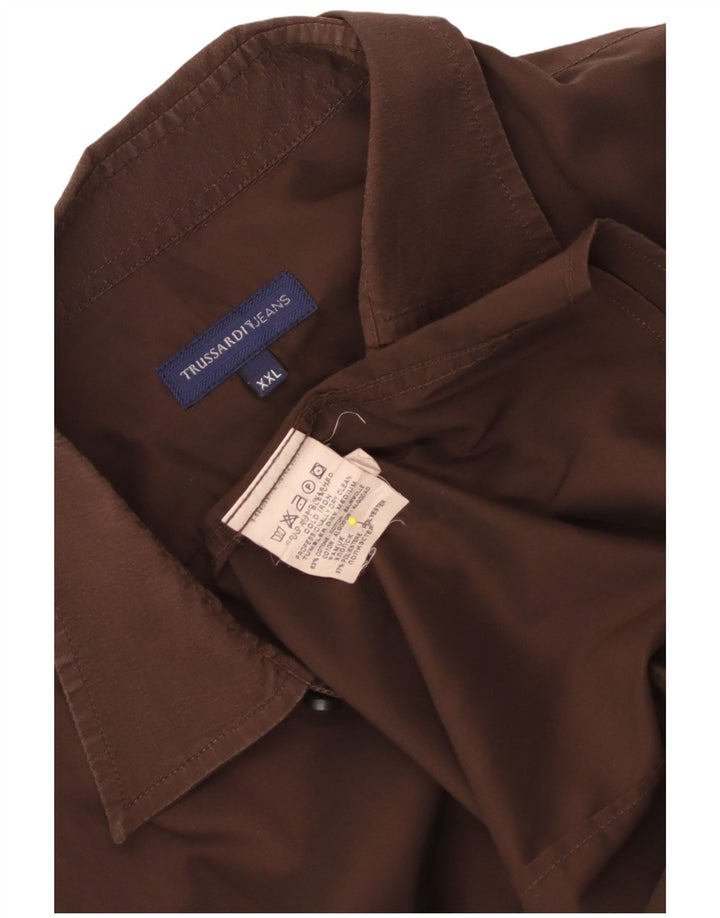 Trussardi Jeans Herrenhemd 2XL Braun Baumwolle