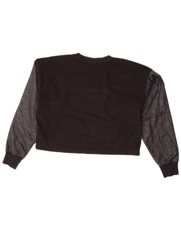 Champion Damen Crop Graphic Sweatshirt Pullover UK 16 Large Schwarz