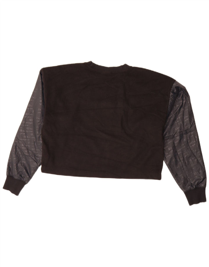Champion Damen Crop Graphic Sweatshirt Pullover UK 16 Large Schwarz