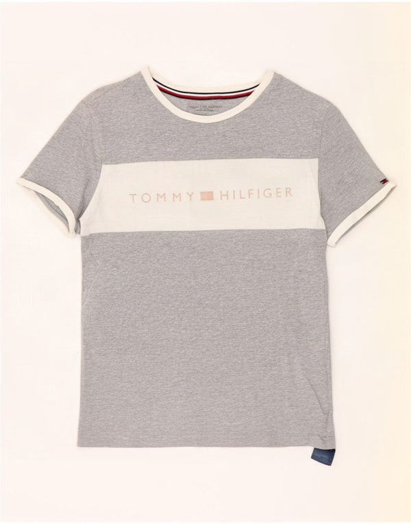 Tommy Hilfiger Herren-T-Shirt mit Grafik, Größe S, Grau, Colourblock-Baumwolle