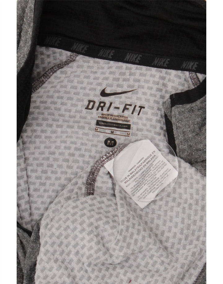 NIKE Herren Dri Fit Pullover-Trainingsoberteil mit Reißverschluss und Farbblock in Mittelgrau