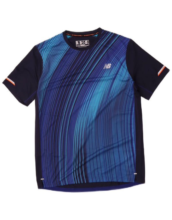 New Balance Herren T-Shirt Top Large Marineblau Nadelstreifen
