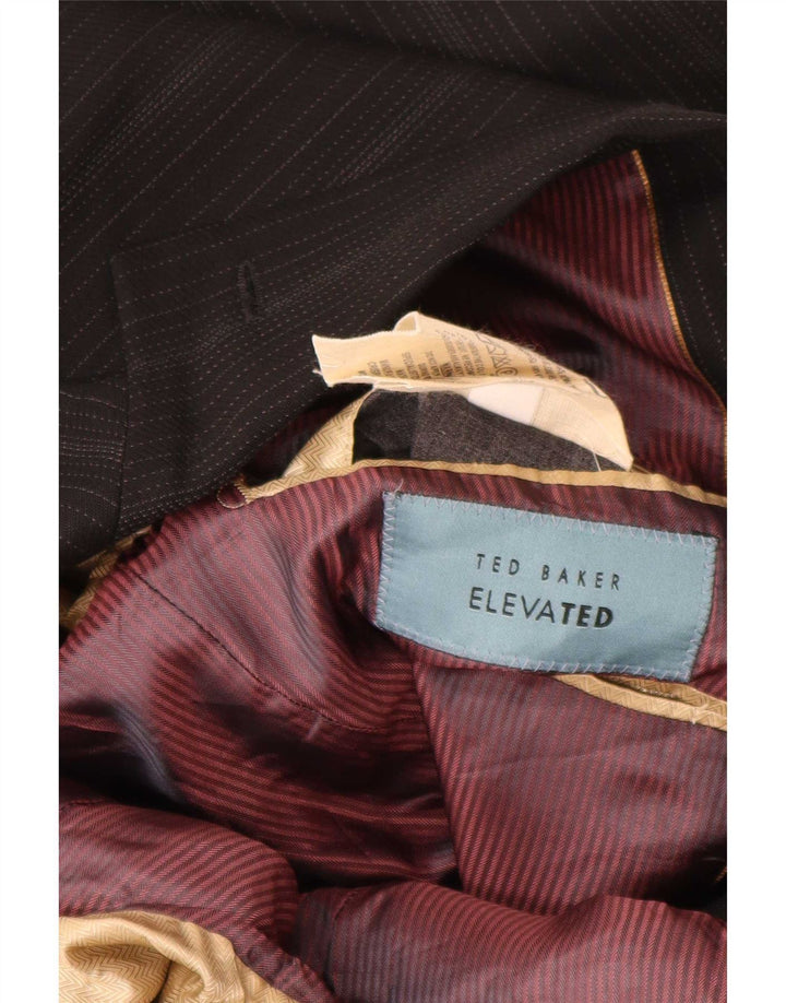 Ted Baker Herren-Blazer mit 2 Knöpfen, UK 38, mittelschwarz, gestreift, Schurwolle