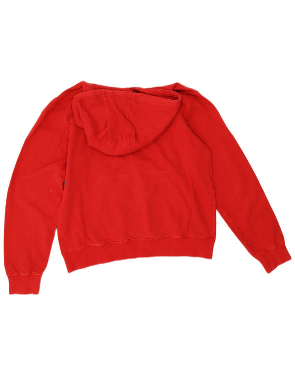 Champion Womens Crop Graphic Hoodie Pullover UK 10 Small Rote Baumwolle