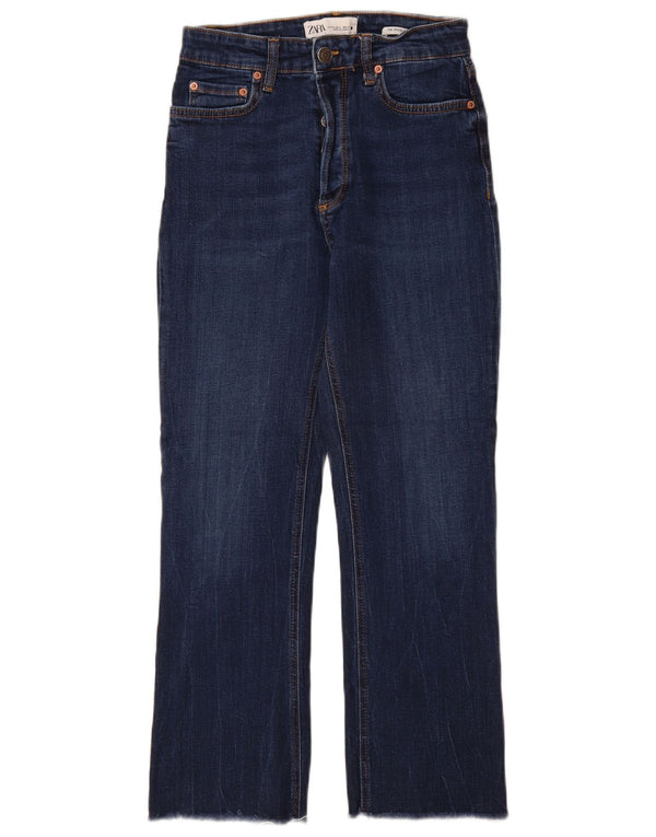 Zara Damen High Rise Flared Jeans EU 36 XS W26 L27 Blaue Baumwolle