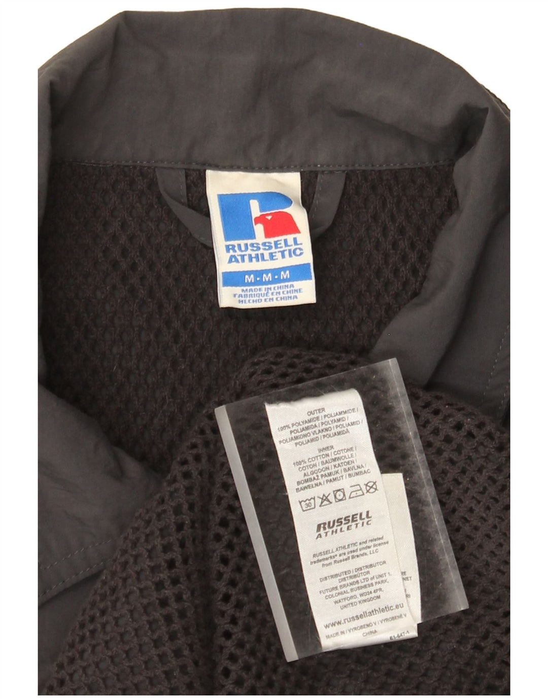 Russell Athletic Herren-Bomberjacke mit Grafik, UK 38, mittelgraues Polyamid