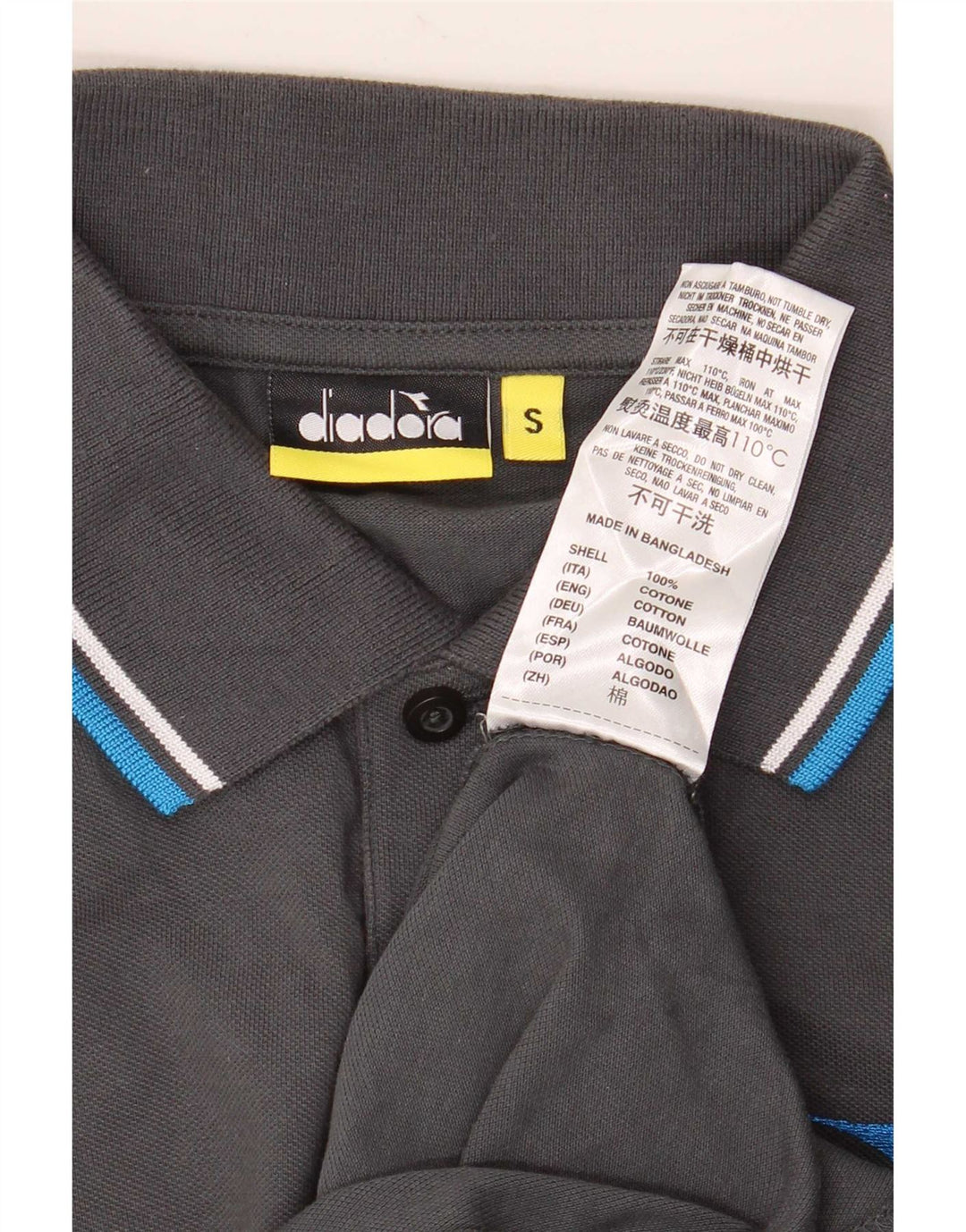 Diadora Herren-Poloshirt, klein, grau gestreift, Baumwolle