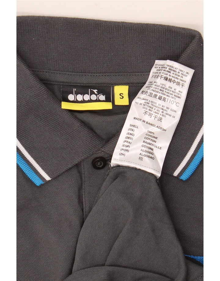 Diadora Herren-Poloshirt, klein, grau gestreift, Baumwolle
