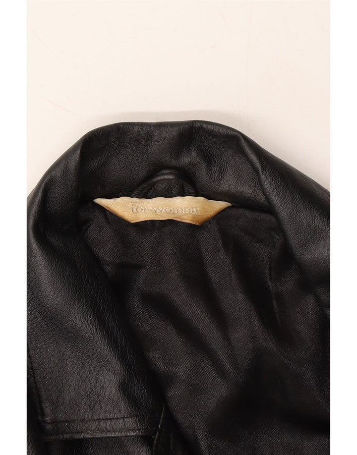 VINTAGE Womens Leather Coat UK 10 Small Black Leather Vintage Vintage and Second-Hand Vintage from Messina Hembry 