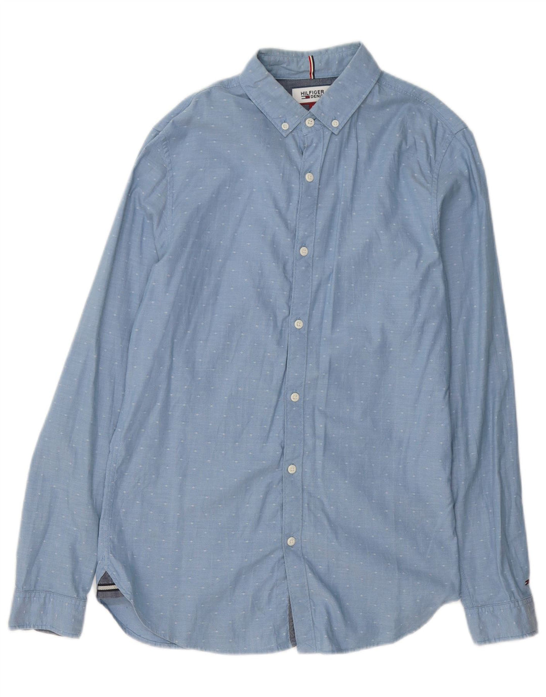 Tommy Hilfiger Herrenhemd, klein, blau gefleckte Baumwolle