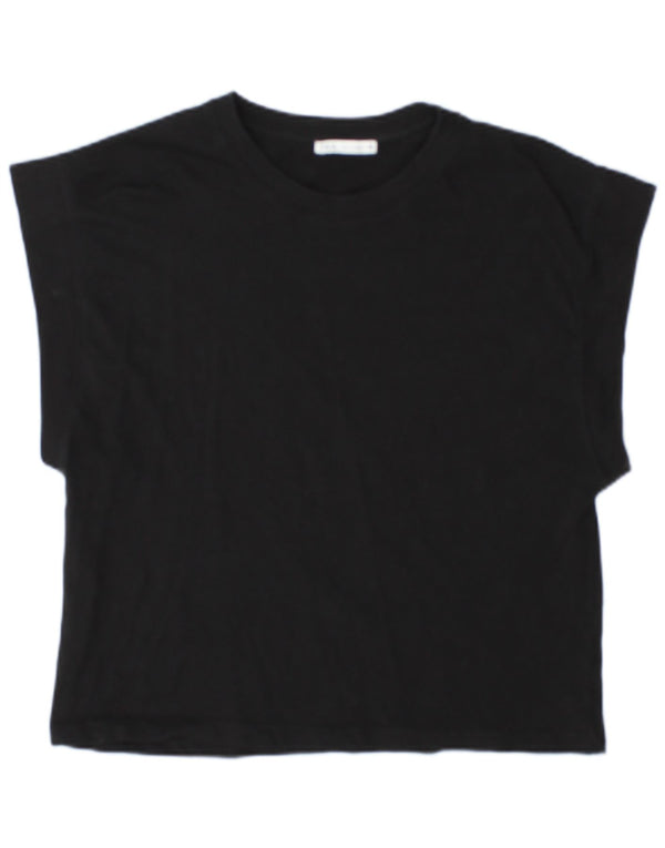 Zara Damen T-Shirt Top UK 14 Medium Schwarz