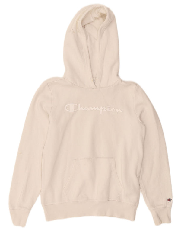 Champion Womens Graphic Hoodie Pullover UK 14 Mittelweiße Baumwolle