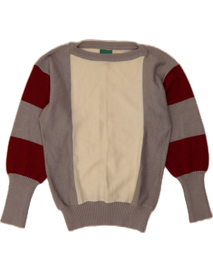 CANDA Womens Crop Boat Neck Jumper Sweater EU 42 Large Grey Colourblock Vintage Canda and Second-Hand Canda from Messina Hembry 