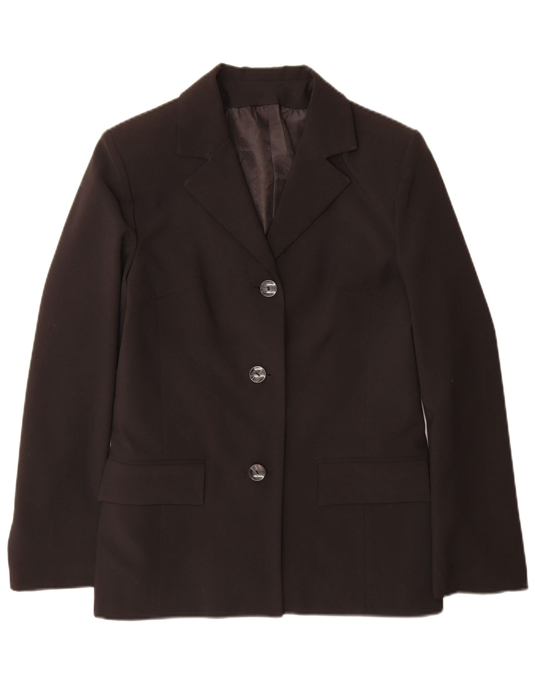 Vintage Damen 3-Knopf-Blazerjacke IT 46 Großes schwarzes Polyester