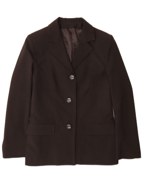Vintage Damen 3-Knopf-Blazerjacke IT 46 Großes schwarzes Polyester