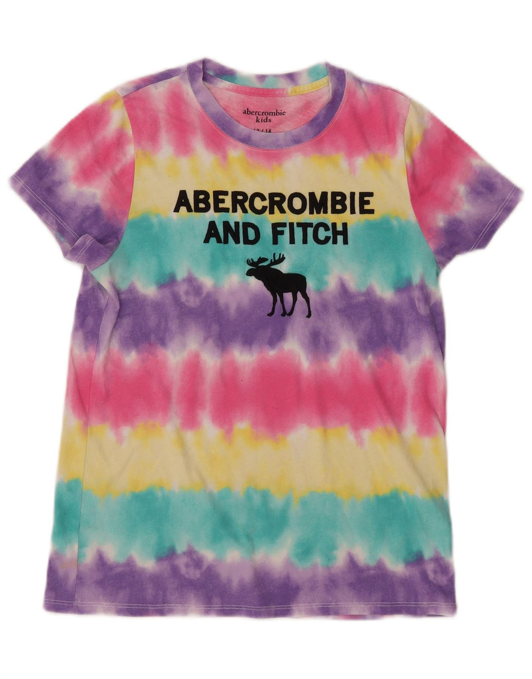 ABERCROMBIE & FITCH Grafik-T-Shirt-Oberteil für Mädchen, 13–14 Jahre, mehrfarbig