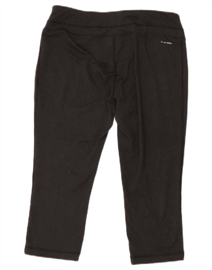 REEBOK Damen Capri-Leggings UK 14 Large Schwarz Polyester